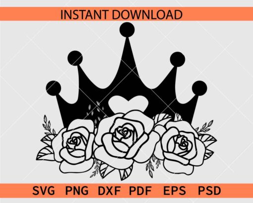 Floral Crown SVG, Crown Flowers Clipart SVG