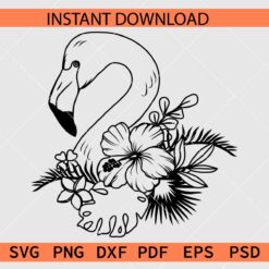 Floral Flamingo Head Floral SVG, Flamingo Head Flowers SVG