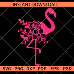 Floral Flamingo Standing SVG, Standing Flamingo Flowers SVG