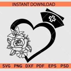 Floral Heart Symbol Nurse Hat SVG