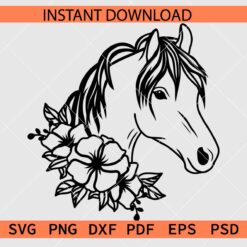 Floral Horse Head SVG, Horse Head Flowers SVG