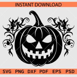Floral Jack o Lantern Pumpkin Silhouette SVG