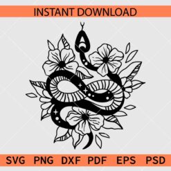 Floral Snake Vector SVG, Snake flowers SVG, Flowery Floral Snake SVG