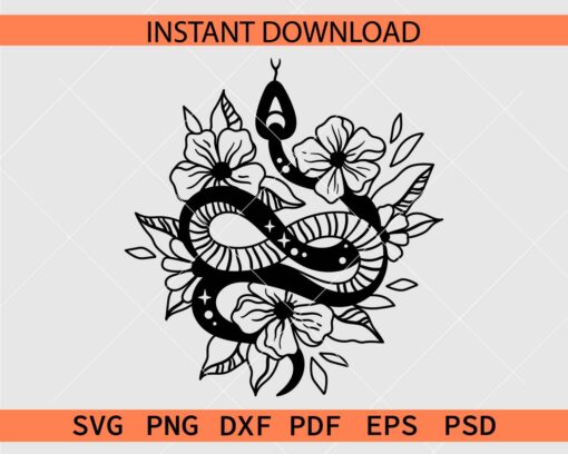 Floral Snake Vector SVG, Snake flowers SVG, Flowery Floral Snake SVG