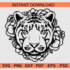 Floral Tiger Head SVG, Tiger Head Flowers SVG