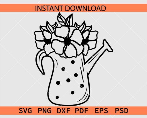 Floral Watering Can SVG, Floral Watering Jar SVG