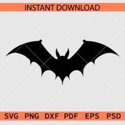 Flying Bat Vector SVG, Halloween Bat Silhouette SVG
