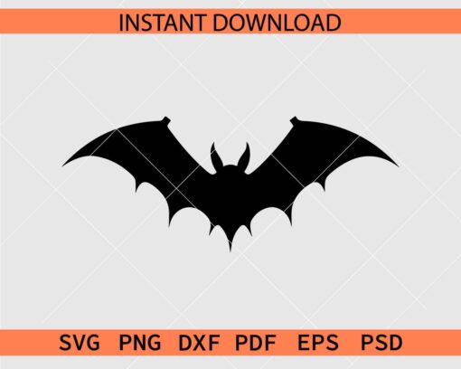 Flying Bat Vector SVG, Halloween Bat Silhouette SVG