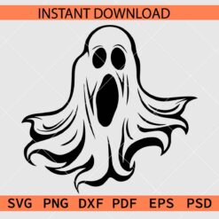 Flying Ghost SVG, Spooky Flying Ghost SVG, Halloween Flying Ghost Stencil SVG