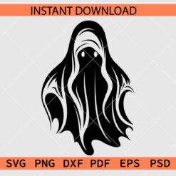 Flying Ghost Silhouette SVG, Halloween Ghost Flying Clipart SVG