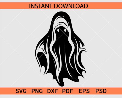 Flying Ghost Silhouette SVG, Halloween Ghost Flying Clipart SVG