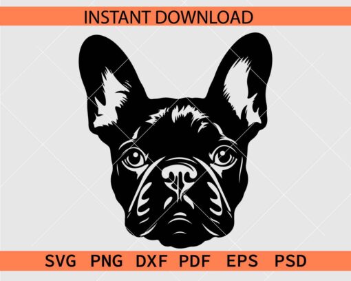 French Bulldog Head Silhouette SVG
