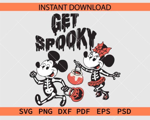Get Spooky Mickey Minnie with Skeleton Costume SVG