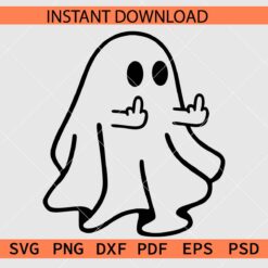 Ghost Middle Finger Outline SVG