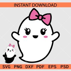 Ghost with Bow layered SVG, Baby Ghost with Bow Stencil SVG