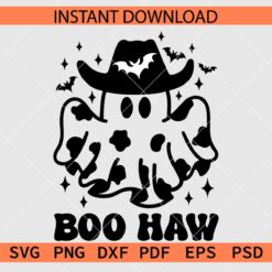 Ghost with Cowboy Hat Bats Stencil SVG