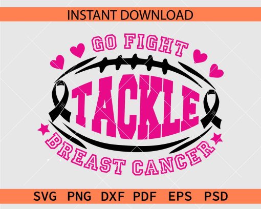 Go Fight Tackle Breast Cancer Football Ball SVG
