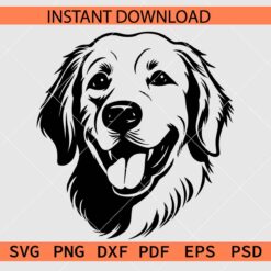 Golden Retriever Head Clip Art SVG, Golden Retriever dog Head Stencil SVG