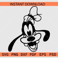 Goofy Head Sketch SVG, Happy Goofy Head Coloring Page SVG