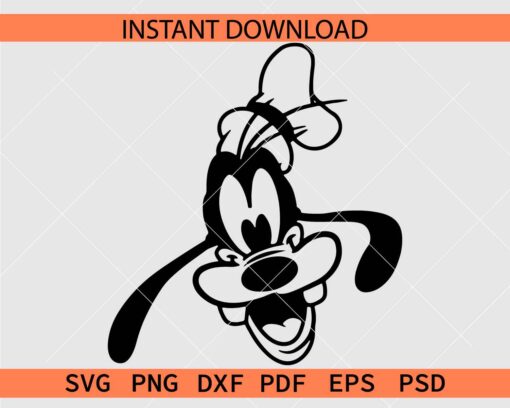 Goofy Head Sketch SVG, Happy Goofy Head Coloring Page SVG