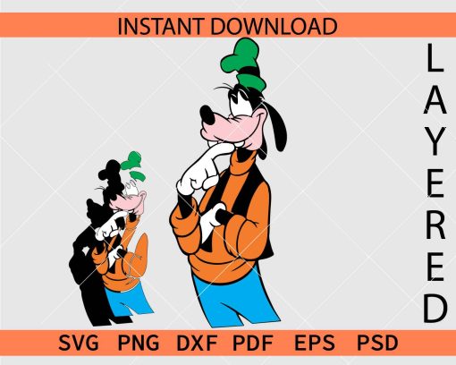 Goofy biting index finger SVG, Layered Goofy thinking SVG