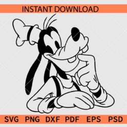 Goofy in deep thoughts Drawing SVG, Goofy in deep thoughts Coloring Page SVG