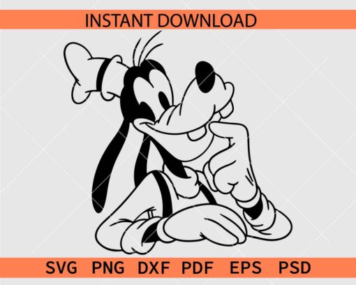 Goofy in deep thoughts Drawing SVG, Goofy in deep thoughts Coloring Page SVG