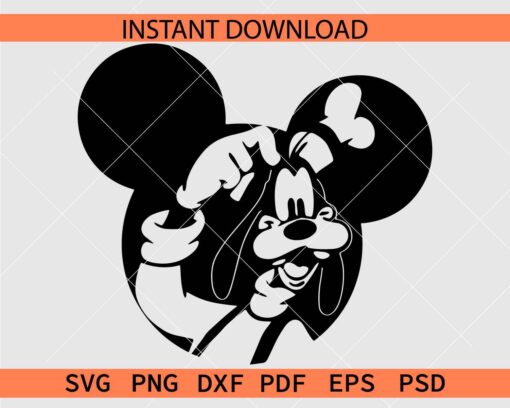 Goofy inside mickey Head SVG, Disney Goofy Silhouette SVG