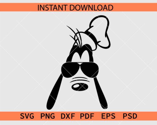 Goofy with sunglasses SVG, Goofy Dude décor SVG, Goofy Sunglasses Stencil SVG