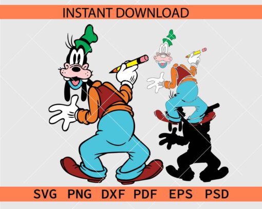 Goofy writing on wall SVG, Funny Goofy with Pencil Décor SVG