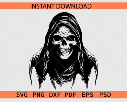 Grim Reaper Head Vector SVG, Grim Reaper Head Silhouette SVG