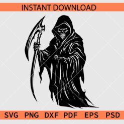 Grim Reaper with Sword SVG, Grim Reaper Skeleton Décor SVG