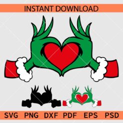 Grinch Heart Hands SVG, Grinch Love Heart Symbol ASL Vector SVG