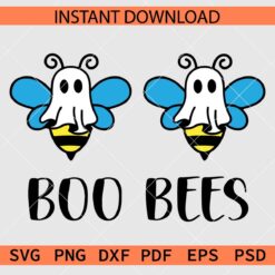 Halloween Bees Décor SVG, Cartoon Boo Bees Clipart SVG