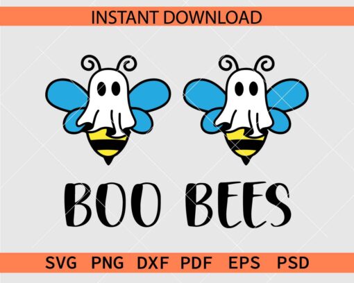 Halloween Bees Décor SVG, Cartoon Boo Bees Clipart SVG