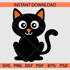 Halloween Cat Vector SVG, Sitting Halloween Cat Décor SVG
