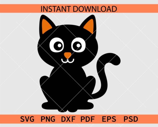 Halloween Cat Vector SVG, Sitting Halloween Cat Décor SVG