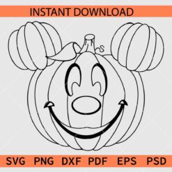 Halloween Mickey Head Pumpkin Coloring Page SVG