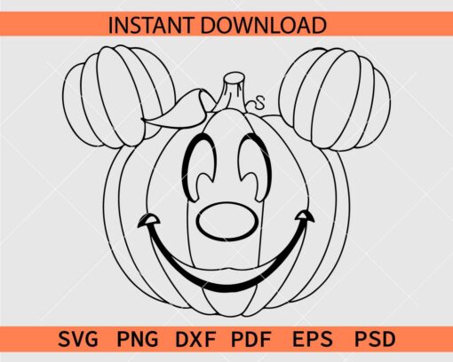 Halloween Mickey Head Pumpkin Coloring Page SVG