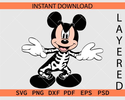 Halloween Mickey Wearing Skeleton Costume SVG