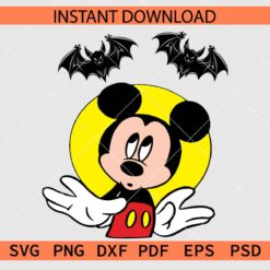 Halloween Mickey with 2 bats SVG
