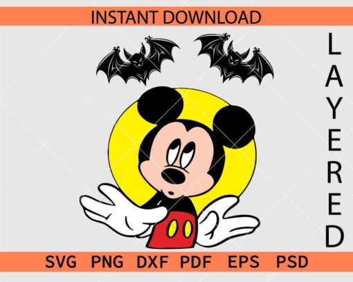 Halloween Mickey with 2 bats SVG