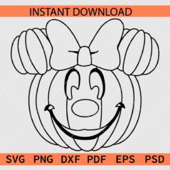 Halloween Minnie Head Pumpkin Coloring Page SVG