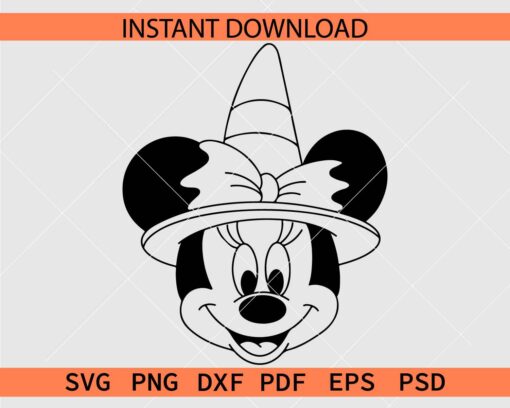 Halloween Minnie Mouse Witch Clipart SVG
