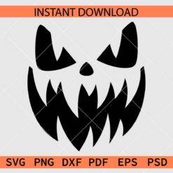 Halloween Pumpkin Face SVG, Creepy Pumpkin Face Silhouette SVG