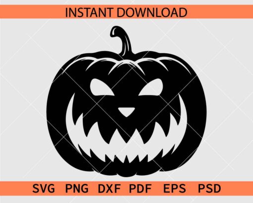 Halloween Pumpkin Silhouette SVG, Jack O lantern Pumpkin Silhouette SVG