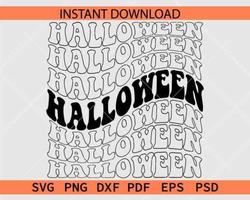 Halloween retro wavy text Stacked Clipart SVG