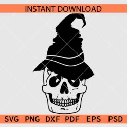 Halloween with witch hat SVG, Happy Witch Skull Vector SVG