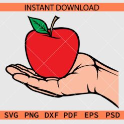 Hand holding apple SVG, Apple on Hand Colored SVG