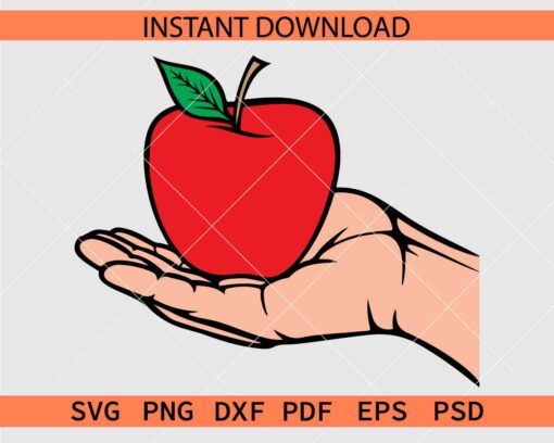 Hand holding apple SVG, Apple on Hand Colored SVG